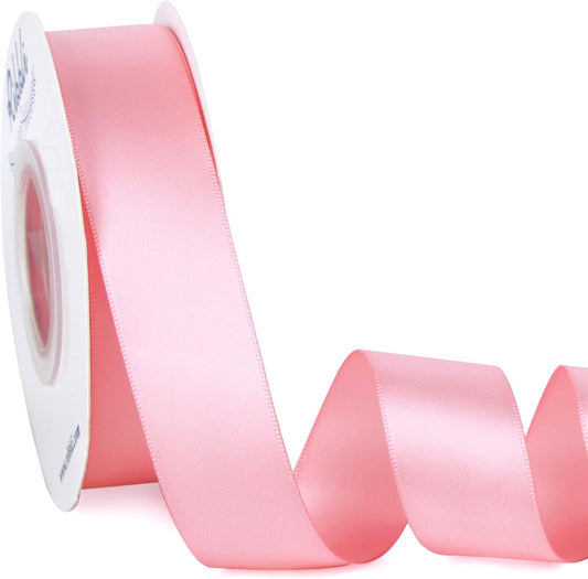 Ribbli Double Faced Pink Satin Ribbon,1” x Continuous 25 Yards,Use for Bows Bouquet,Gift Wrapping,Baby Shower,Floral Arrangement