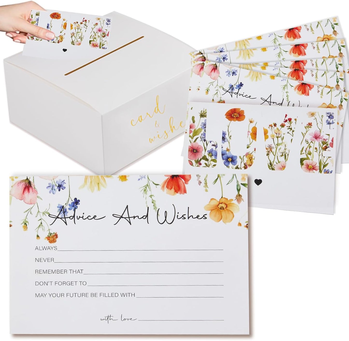 Bridal Shower Games Advice And Wishes Cards Wedding Shower Games 50 Guests Wedding Advice Cards Love is in Bloom