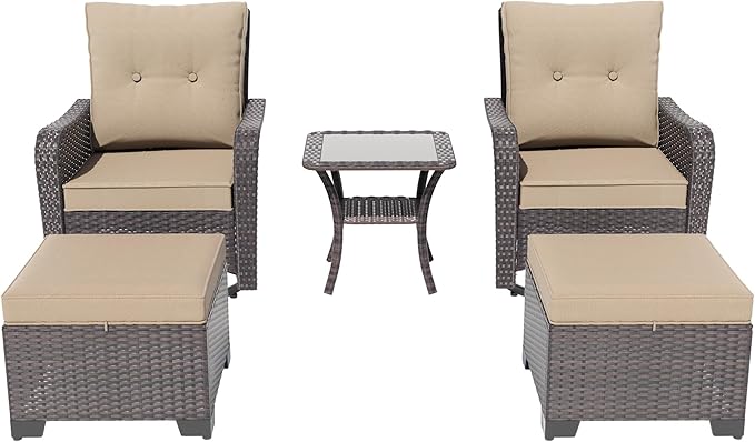 ALAULM 5-Piece Outdoor Swivel Rocking Chair Set - Image 7