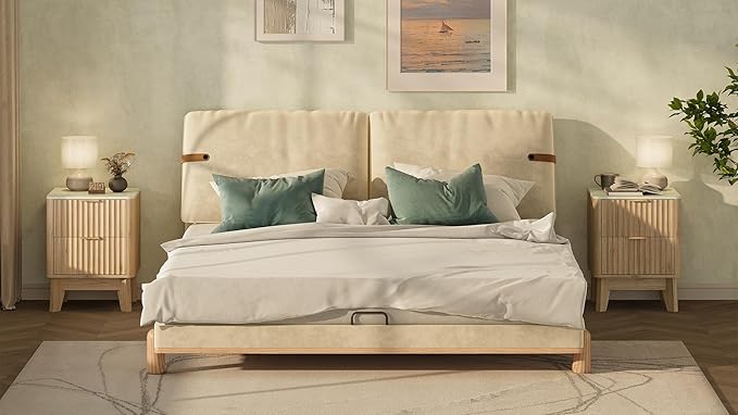 Fluted Nightstand Set of 2, Modern End Table - Image 6