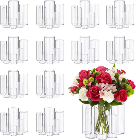 72pcs Glass Vase Cylinder Vases for Centerpieces Small Flower Glass Vases Home Decor Centerpiece Table Clear Flower Vase Decorations for Wedding＆Holiday 4,6,7.5,8,8,10 Inch Tall