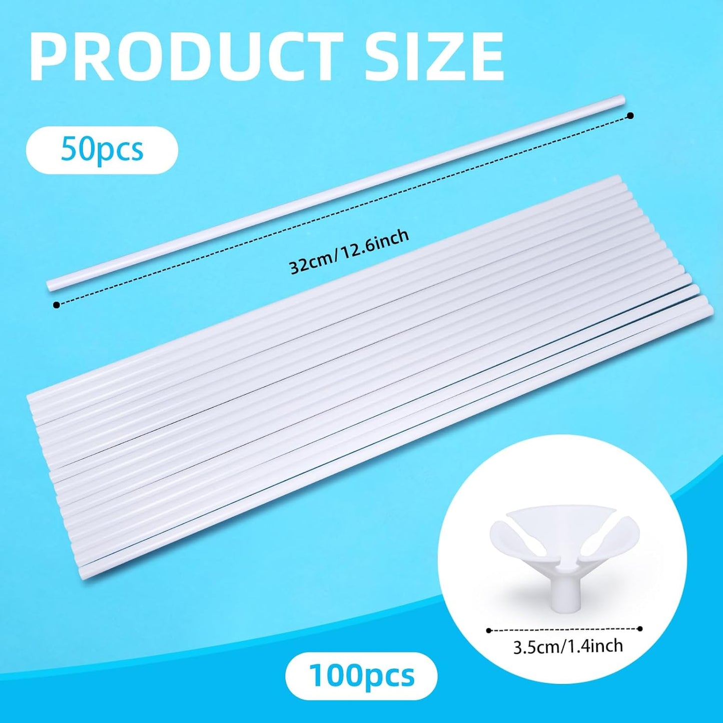 Apoulin Balloon Sticks - 50Pack Balloon Stick and Cup for Party Wedding