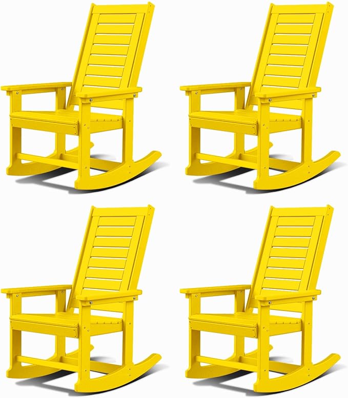 GREENVINES Outdoor Rocking Chairs | Set of 4 | Porch Rocker | HDPE Plastic | by GreenVines
