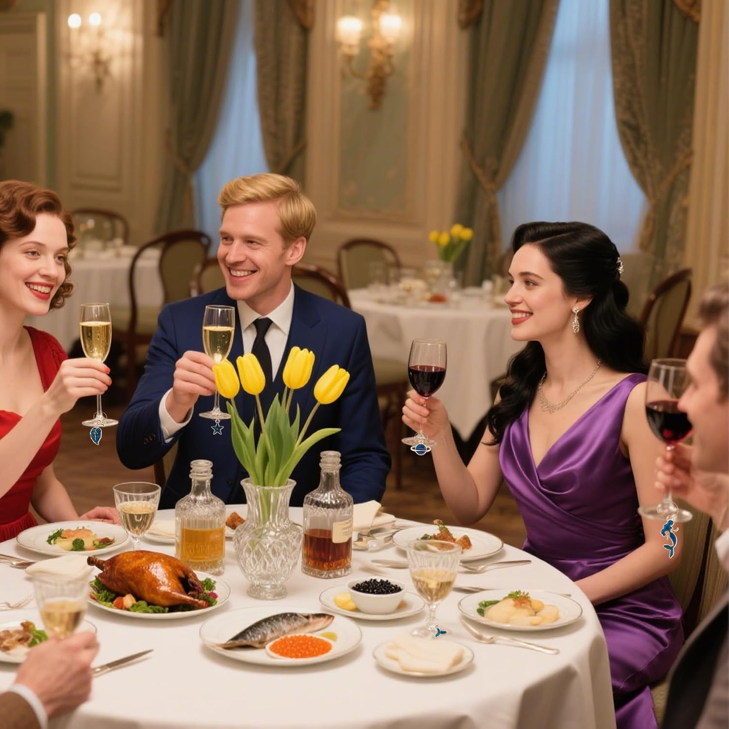 Wine Glass Charms Wine Charms for Stem Glasses Glass Markers Identifiers Tags for Christmas Tasting Party Favors Decorations