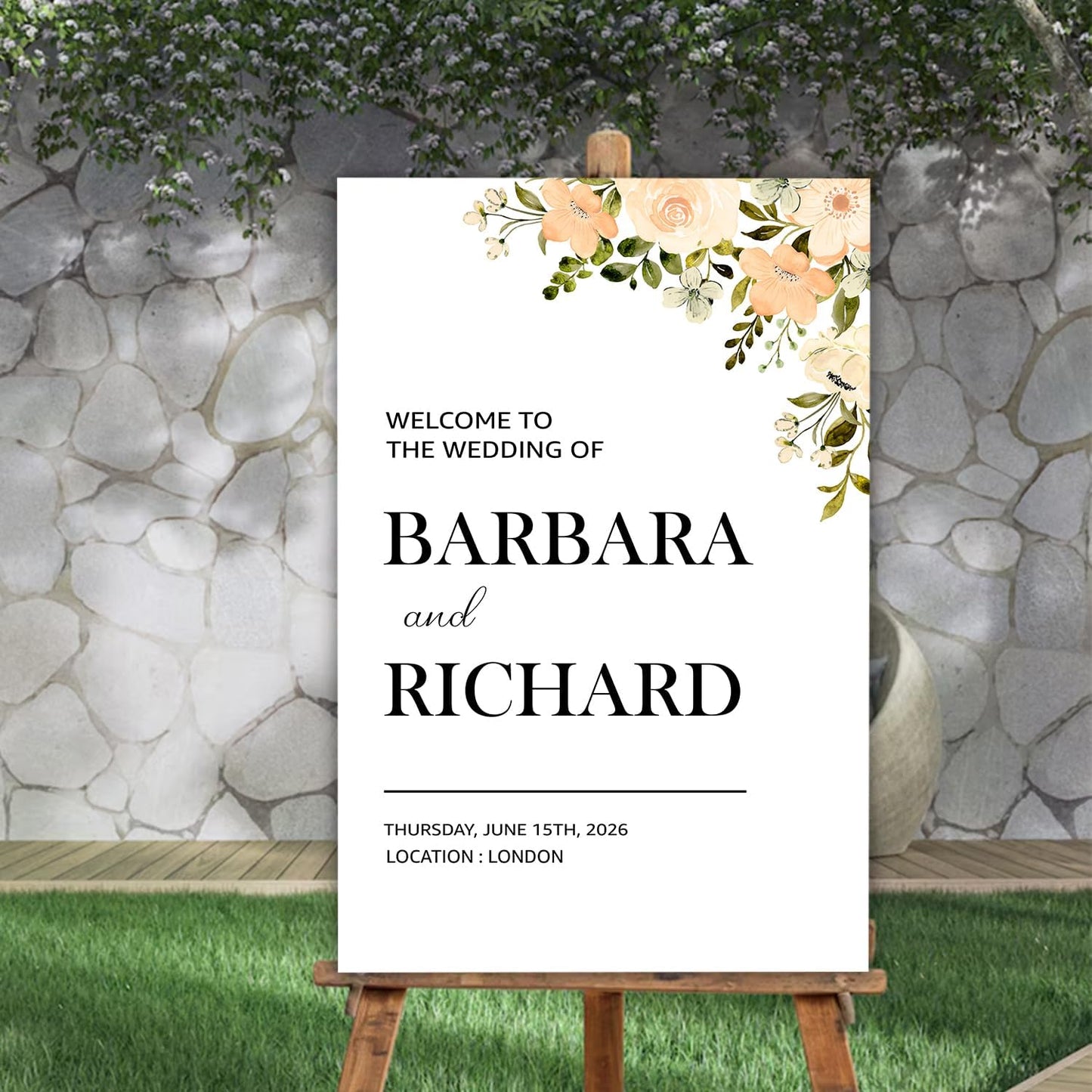 Foliage Editable Wedding Welcome Sign, Party Entrance Template, Printable Welcome Board for Reception or Ceremony