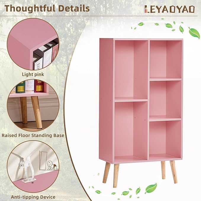 LEYAOYAO 5 Cube Bookshelf 3-Tier Bookcase - Image 5