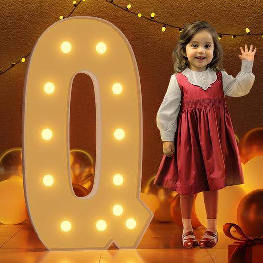 Marquee Letters 4 Feet Tall Large Light Up Letters Q Happy Birthday Decorations Marry Me Engagement Party Decor Yellow Light Birthday Decorations Balloon Arch Kit Foam Sign Q