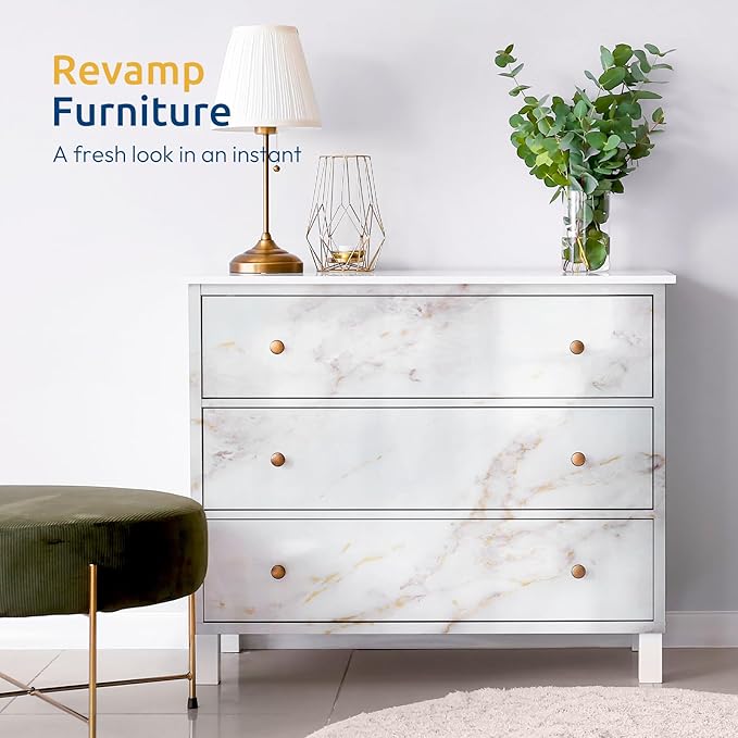 rabbitgoo Glossy Marble Contact Paper Peel and Stick Wallpaper 11.8" x 78.7" - Image 3