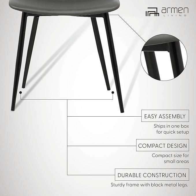 Armen Living Monte Mid Century Modern Dining Accent Chair - Image 5