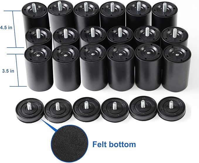 12 Inch Adjustable Bed Legs Replacement Screw in Furniture Support, 3 Sections - Image 9