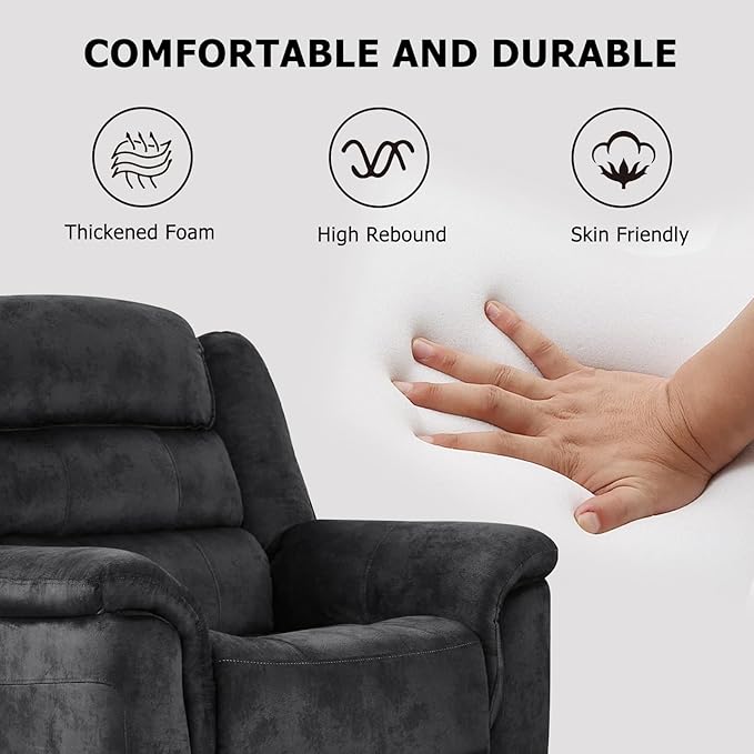 EBELLO 3 Pieces Reclining Living Room Set, Overstuffed Soft Fabric Manual - Image 5