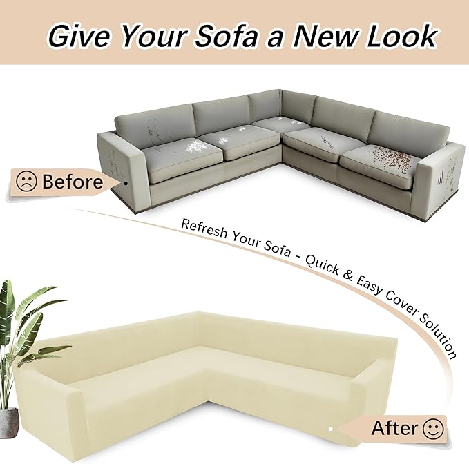 Arfntevss Stretch Sectional Couch Covers L Shaped Corner Sectional Sofa Cover - Image 6