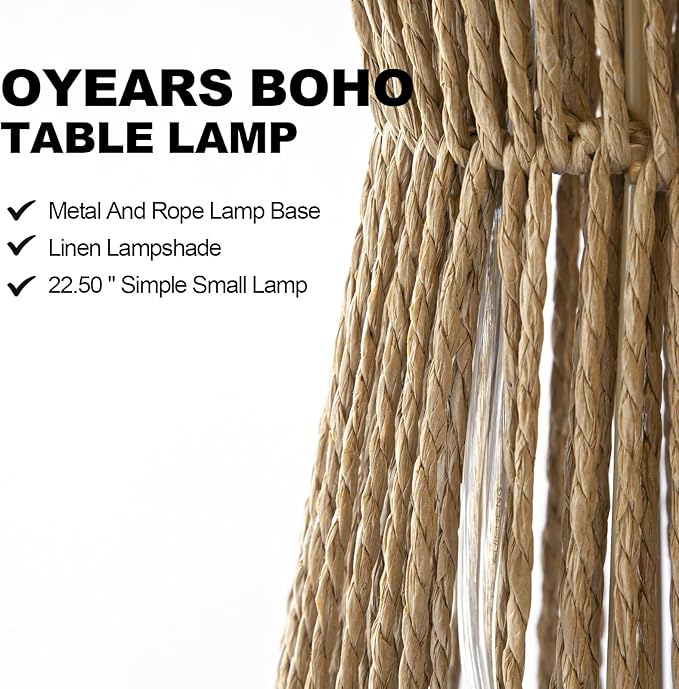 OYEARS 22.5" Table Lamps for Living Room, Boho Lamps Set of 2 for Bedrooms - Image 2