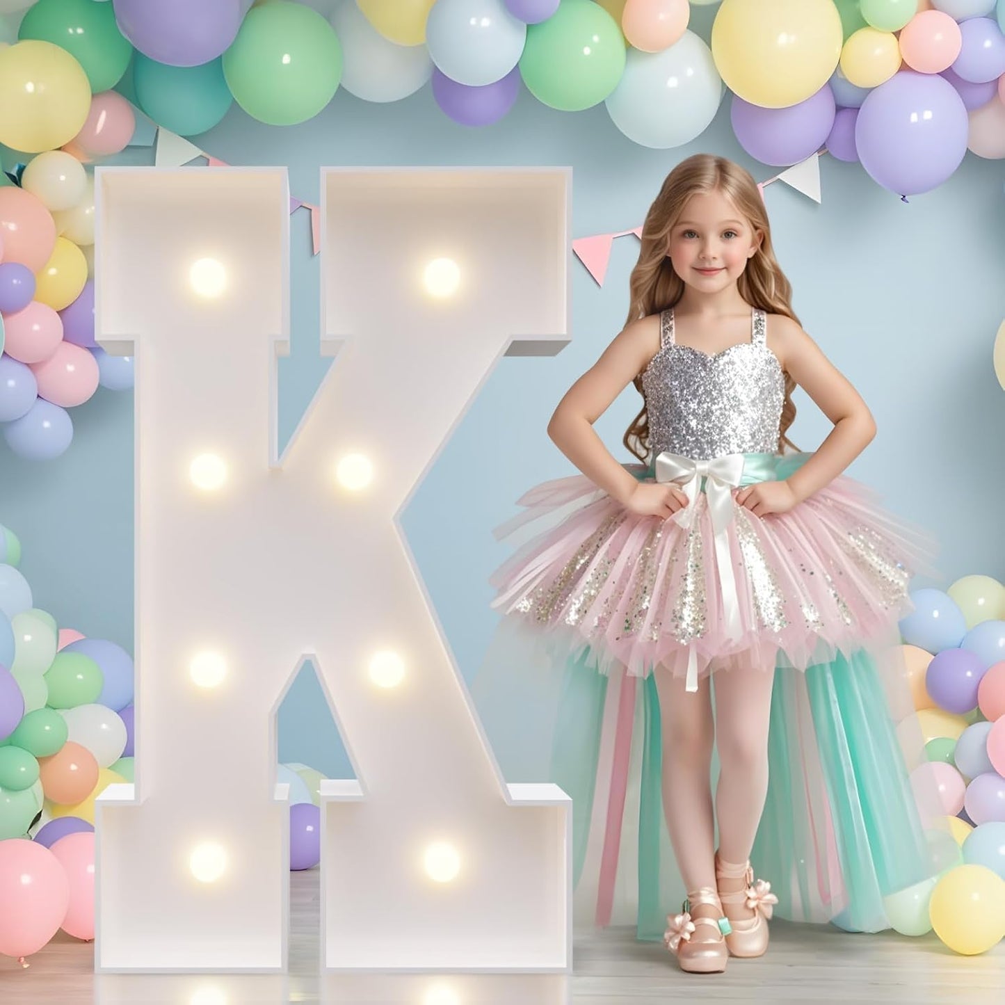 JoyMuse Marquee Letters 3 Feet Tall, Light Up Letters 3FT with Lights, Large Letters for Party, Letter K Light Up Letters for Baby Shower Wedding Proposal Graduation Birthday Decorations