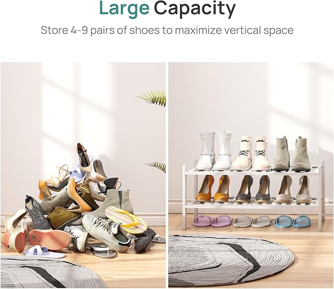 viewcare White Shoe Rack for Entryway, 2 Tier Shoe Organizer for Hallway Closet - Image 5