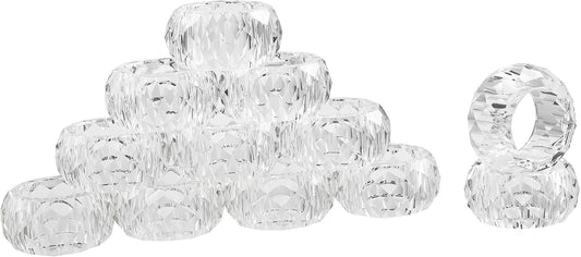 kitCom Crystal Napkin Ring Holders Set of 12, Luxury Crystal Napkin Holder Rings, Diamond-Shaped Design, Napkin Buckles for Holiday Decor, Wedding, Christmas, Dinner Table, Thanksgiving (Pack of 12)