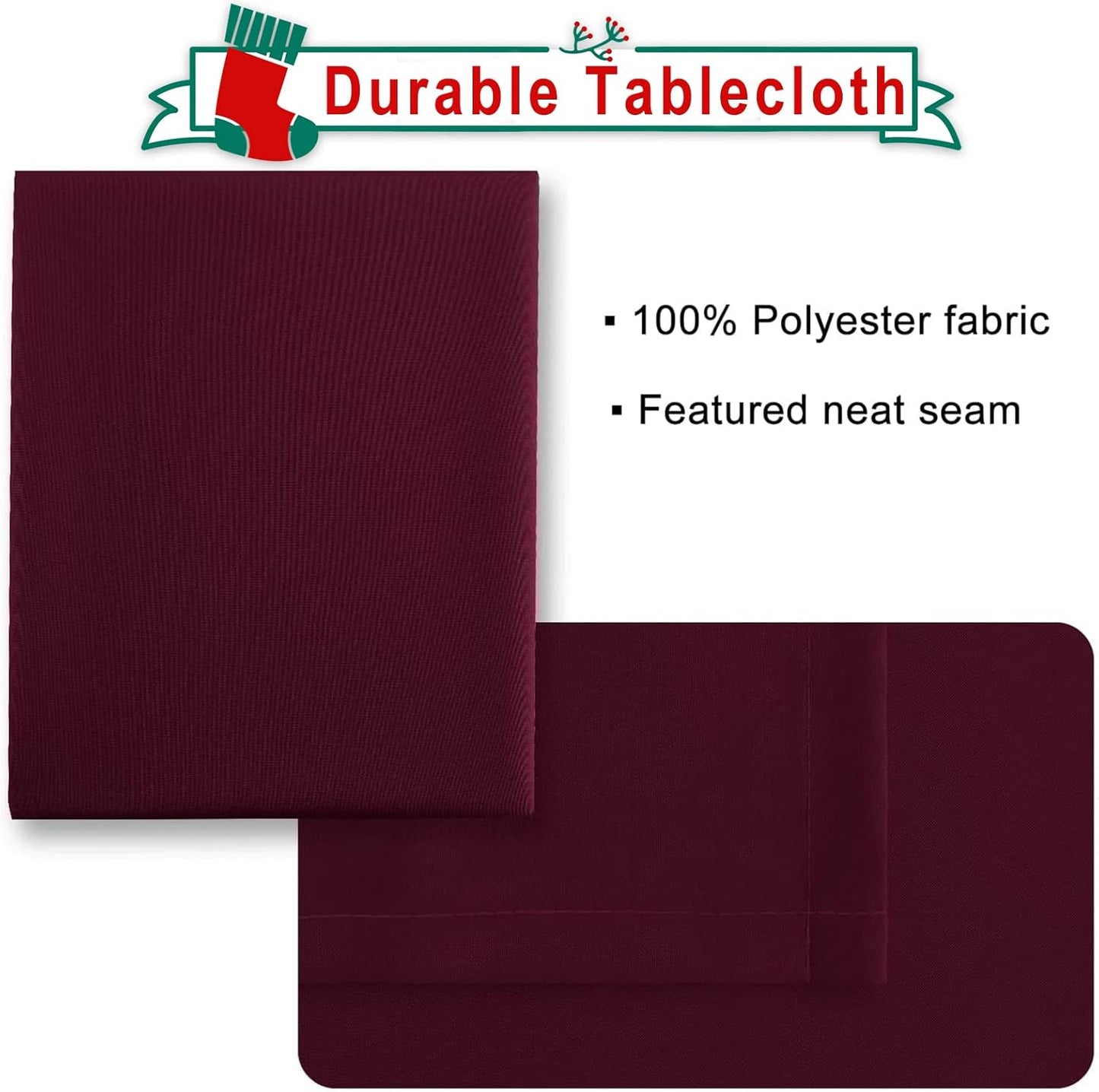 Hiasan Burgundy Rectangle Tablecloth - Waterproof and Spillproof Washable Fabric Table Cloth for Dining Room Kitchen Party and Outdoor, 70 x 90 Inch