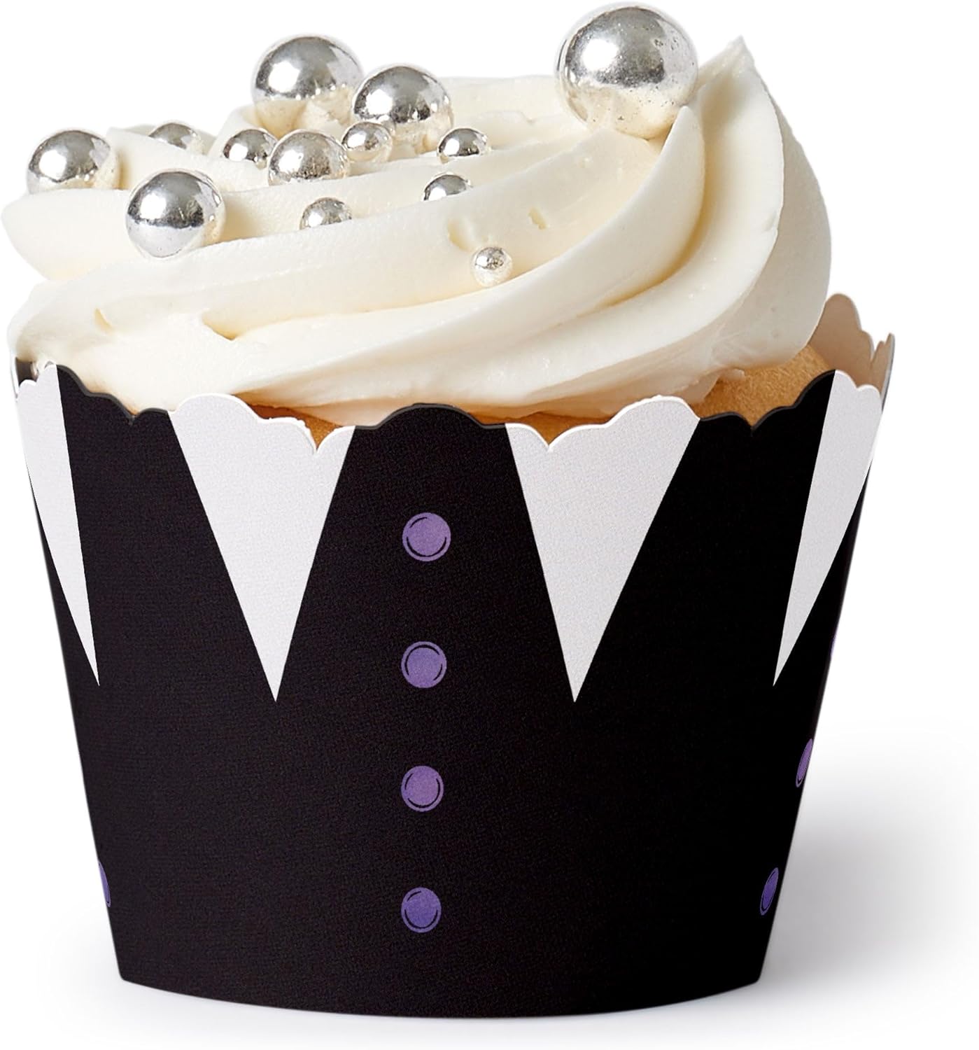 Big Dot of Happiness Goth Girl Cupcake Wrappers, Adjustable Fit, Black and Purple Halloween or Gothic Birthday Party Decorations - Set of 12