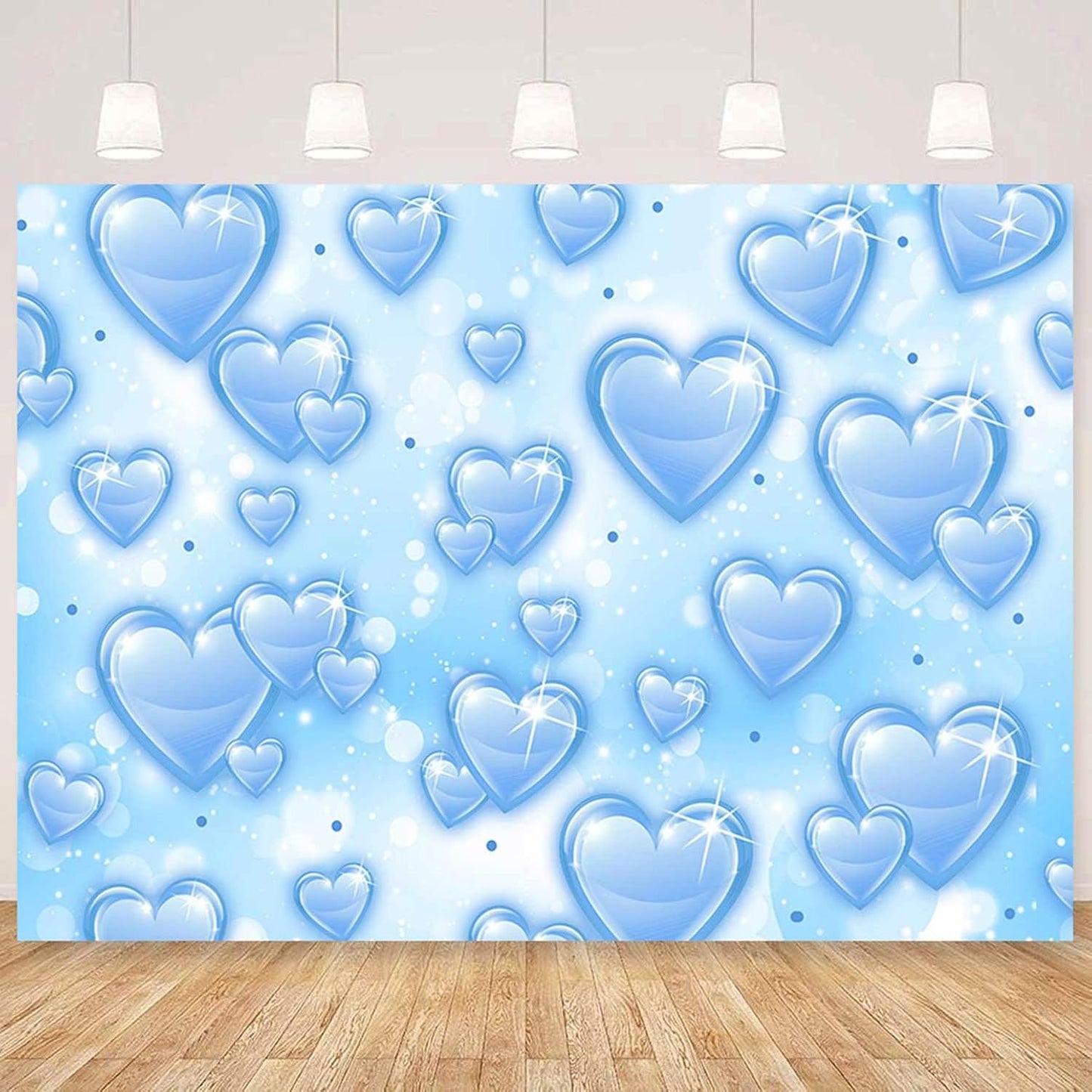 Sensfun 8x6ft Light Blue Heart Backdrop Early 2000s Party Decorations Old School Backdrops Valentines Day 90s Hearts Y2K Birthday Party Banner Newborn Photography Background Selfile Photo Booth Props
