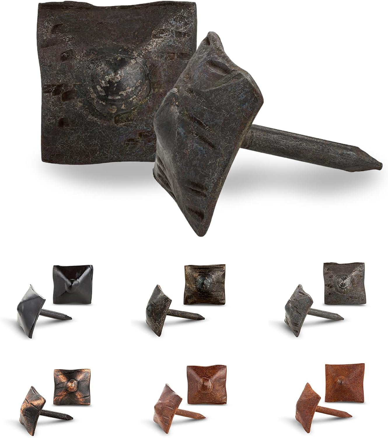 50 Pack 0.75" Square Head Iron Clavos Decorative Nails – Unfinished – Handmade Rustic Square Fasteners for Farmhouse Shutters, Faux Wood, Barn Doors, Shutters, and Gates – Ornamental Wood Accent