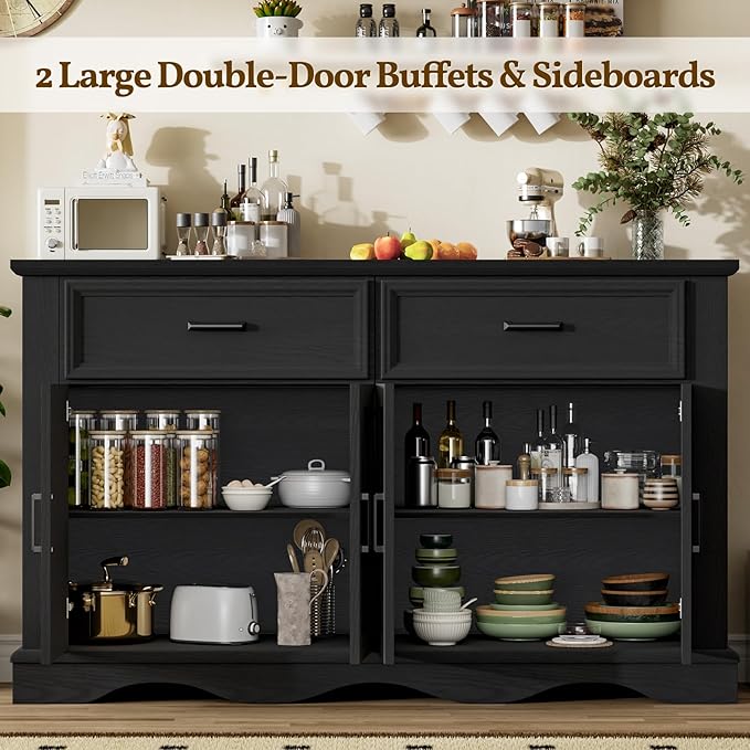 56" Large Wooden Buffet Cabinet - Image 3