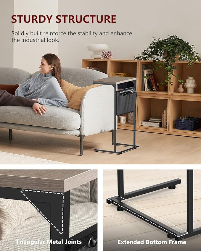 Vantic C Shaped End Table, Small Side Table - Image 8
