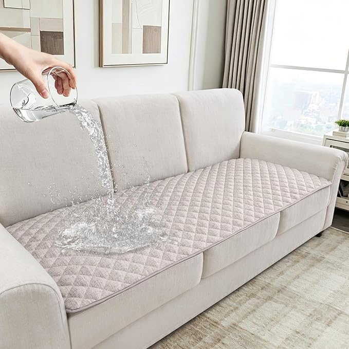 Dog Couch Cover for Sofa 100% Waterproof Faux Linen Sofa Covers for 3 Cushion by HYZOTEX