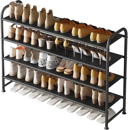 INGIORDAR Shoe Rack 4 Tier Long Storage Organizer Wide Metal Shoe Shelf by INGIORDAR