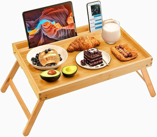 Bamboo Bed Tray Table, Large Breakfast Tray by Pipishell