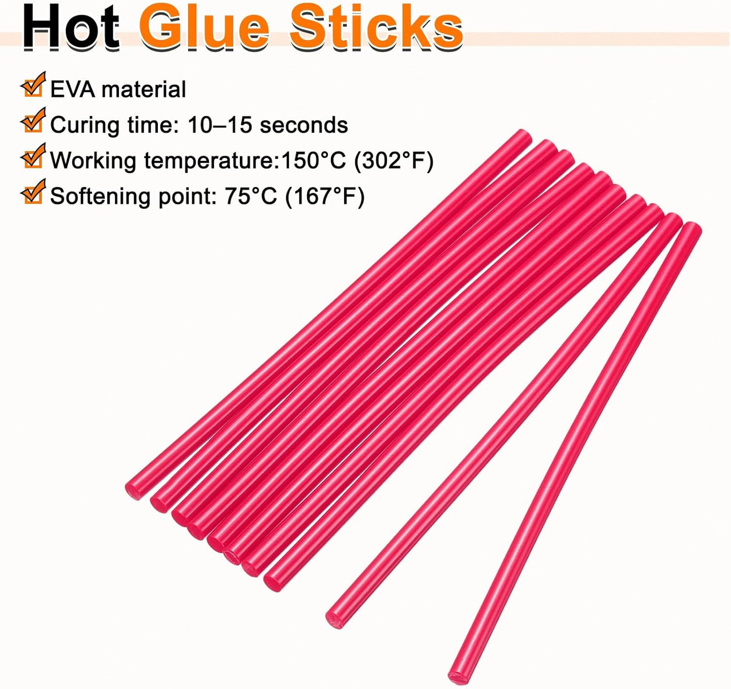 HARFINGTON 10pcs Hot Glue Sticks 0.28" Dia x 3.94" Long EVA Mini Hot Melt Adhesive Glue Stick for Hot Melt Gun Wood Plastic Glass Flowers Fabrics Foam, Rose Red
