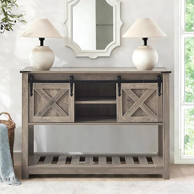 Grey Farmhouse Entryway Table, Rustic Hallway Table - Image 3