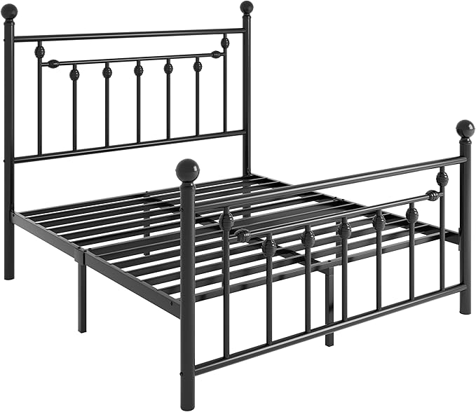 SHA CERLIN 14" Full Size Metal Platform Bed Frame/Victorian Headboard and - Image 8