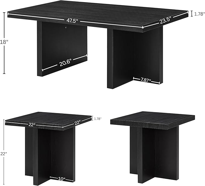 Roundhill Furniture Mchome 3-Piece Coffee Table Set, Coffee Table and Two End - Image 14