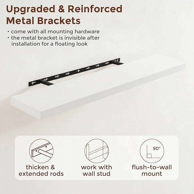 fuqing 40 Inch Floating Shelves | 6.7 Inch Deep White Shelves - Image 5