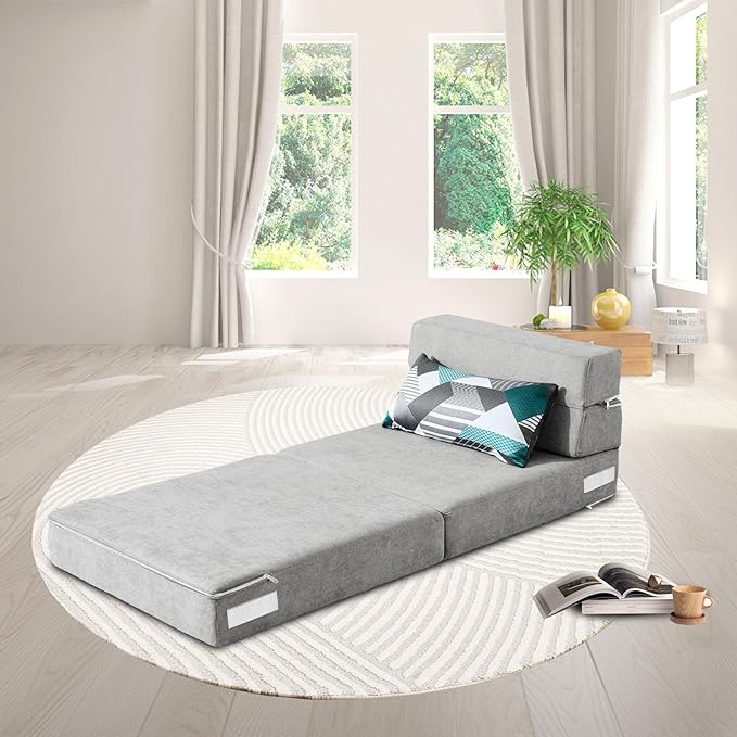 ANONER Folding Sofa Bed Couch Memory Foam Fold Out Chair Bed - Image 6