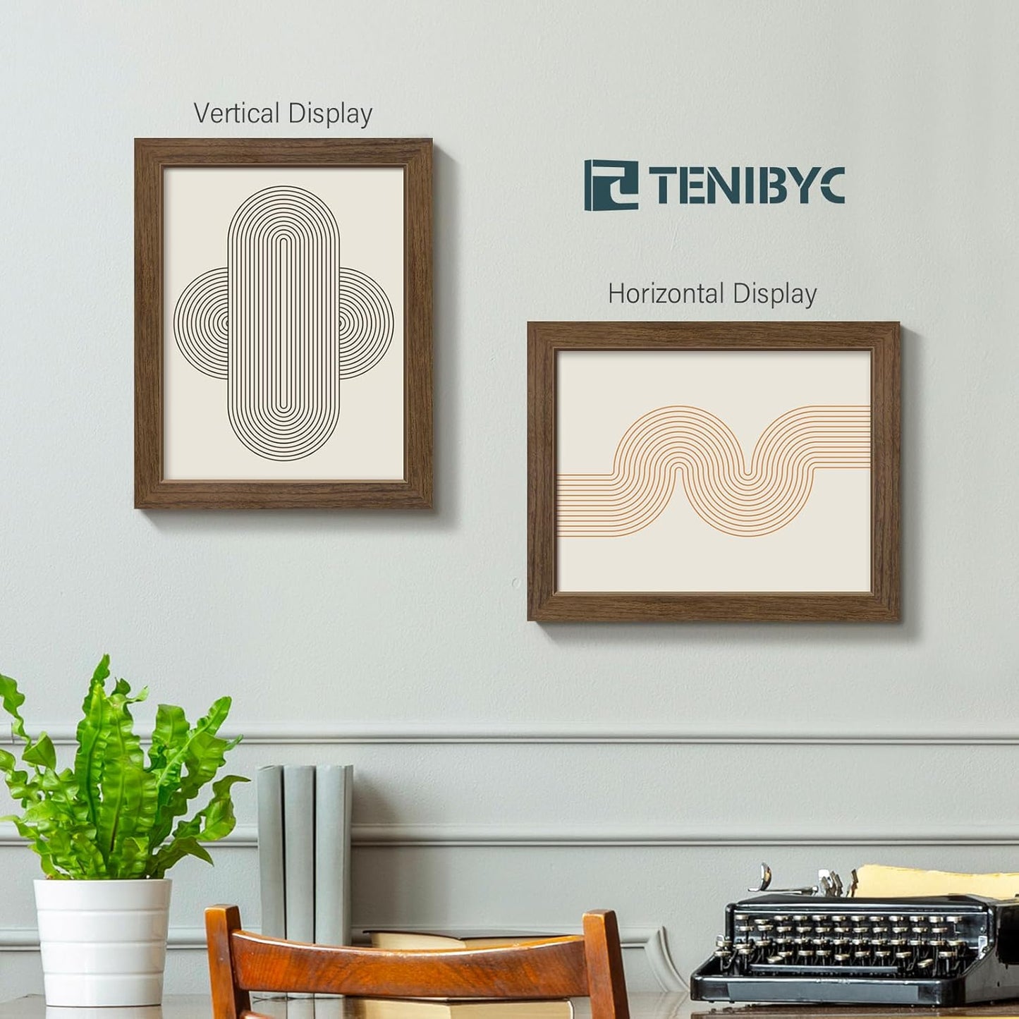 8.5x11 Picture Frame Set of 3 - Brown Woodgrain, Wood Photo Frame, HD Tempered Glass, Table Display or Wall Hanging