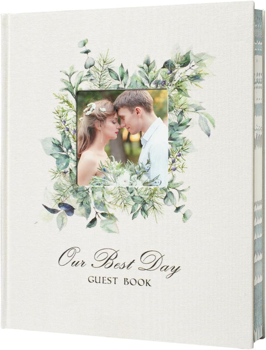 Vienrose Wedding Guest Book Polaroid Guest Book Photo GuestBook Sign in book Personalized Linen Cover 120 Pages Hardcover with Lined, Alternative Baby Shower, Party, Birthday (10" x 8" Traditional)