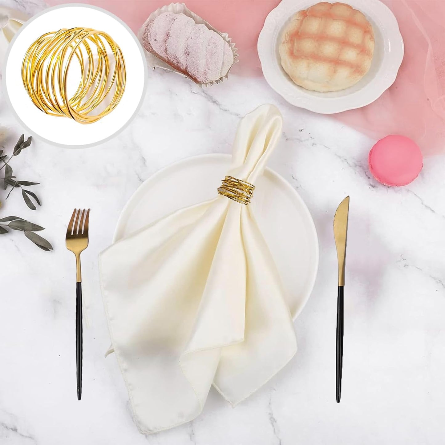 Gold Napkin Rings - 24 PCS Metal Napkin Rings(Twisted Wire) Napkin Holders Buckles for Family Dinner, Wedding, Party,Table Decorations