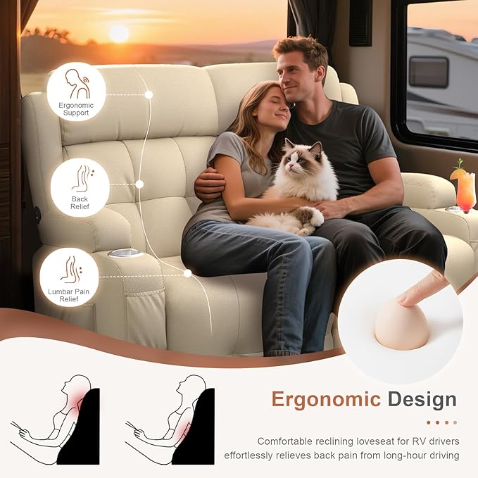 RV Loveseat Recliner Sofa, Wall Hugger Recliners - Image 4