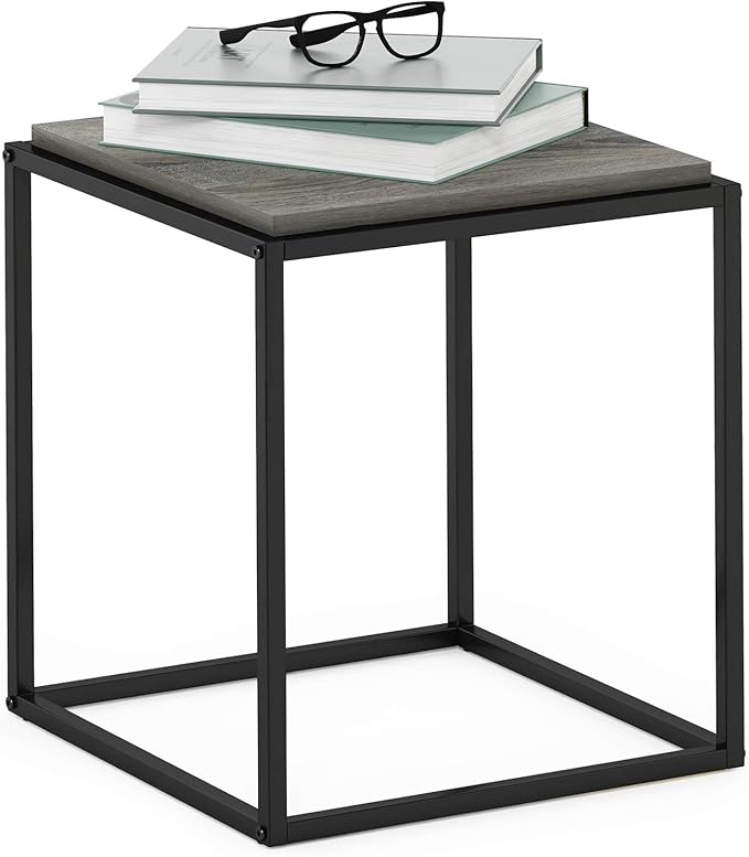 Furinno Moretti Cube Modern Stackable End Table Shelf, French Oak Grey by Furinno-FitsYourSpaceFitsYourBudget