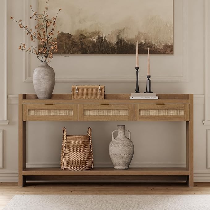 SICOTAS 60" Rattan Console Table - Image 4