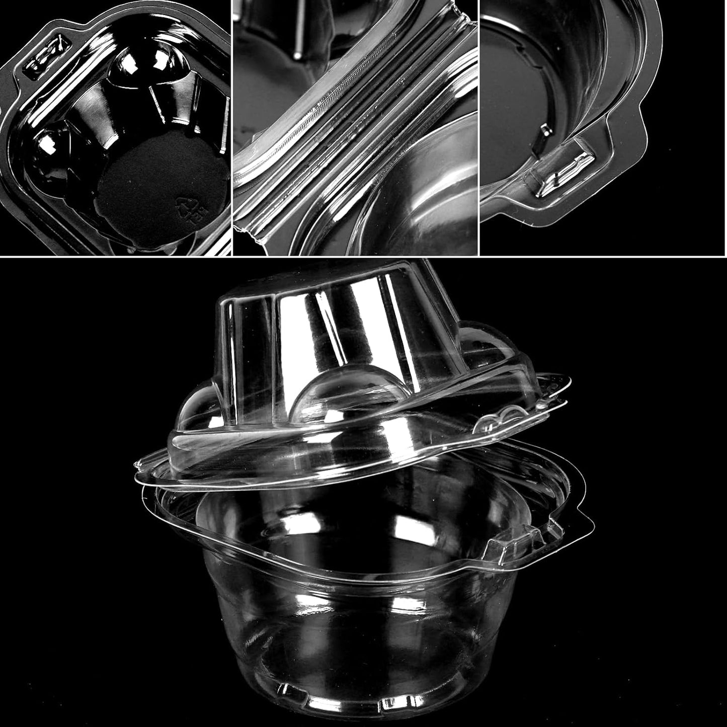 80 Pack Plastic Individual Cupcake Containers Clear Cupcake Boxes Holder Disposable Stackable Deep Dome Mini Cake Carriers for Cake Muffin Packaging
