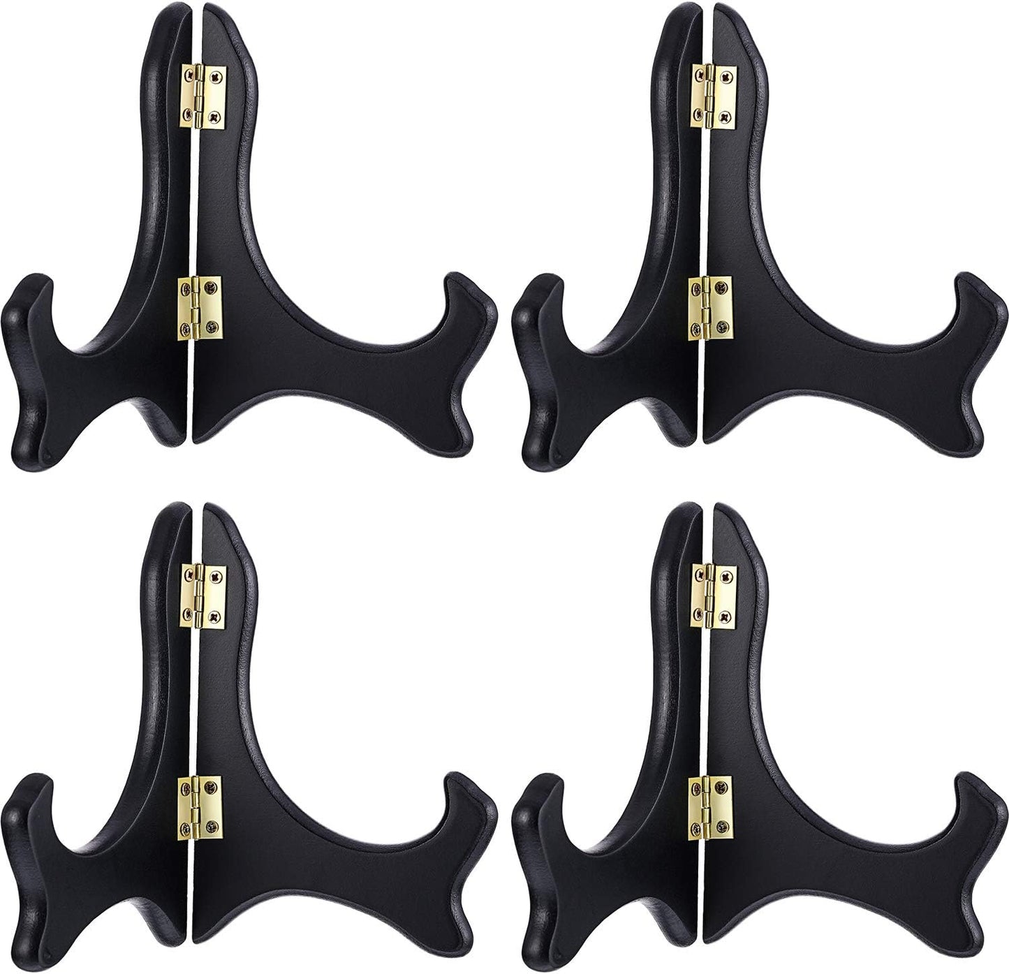 Tatuo 4 Pack Black Wooden Display Stand Plate Stands (5 Inch, Black)