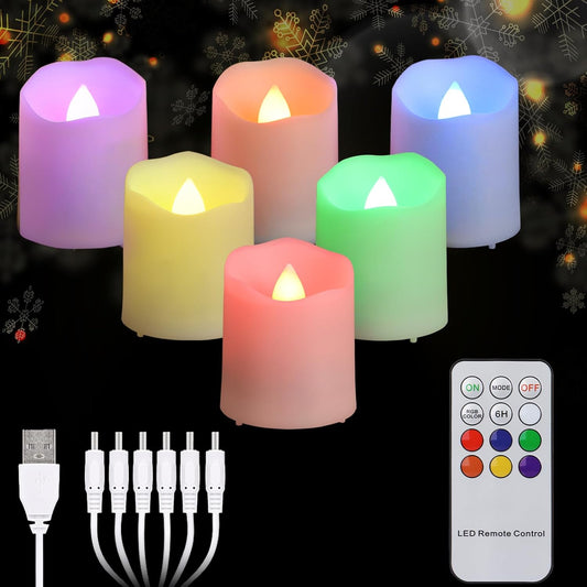 FREEPOWER Rechargeable Color Changing Tea Lights Candles with Remote Battery Operated Flameless Votive Candles for Romantic,Festival Clebration Halloween and Christmas Decor Set of 6……