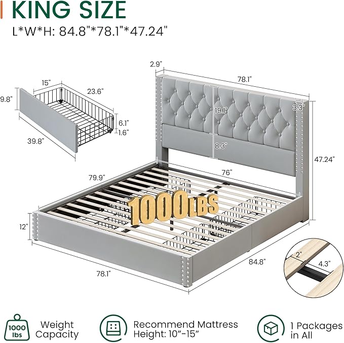 LARMACE King Size Bed Frame - Image 2
