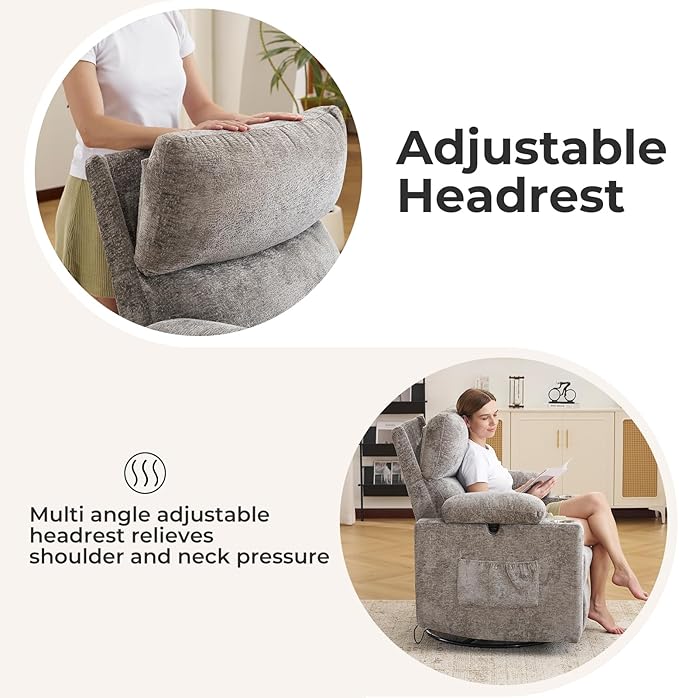Rocking Chair Nursery with Adjustable Armrests, Electric Glider Recliner - Image 7