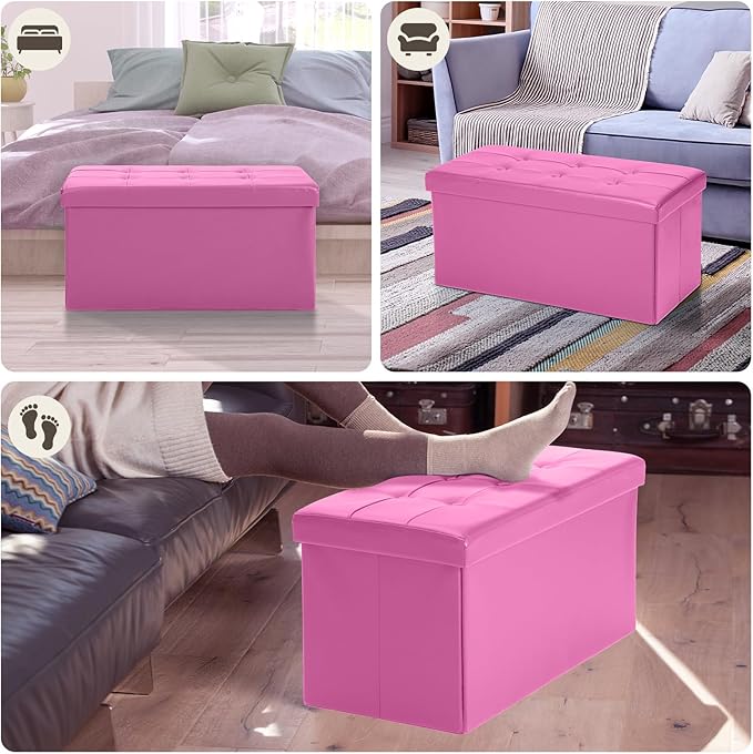 COSYLAND Ottoman Bench with Storage 30x15x15 inches White Ottoman - Image 4