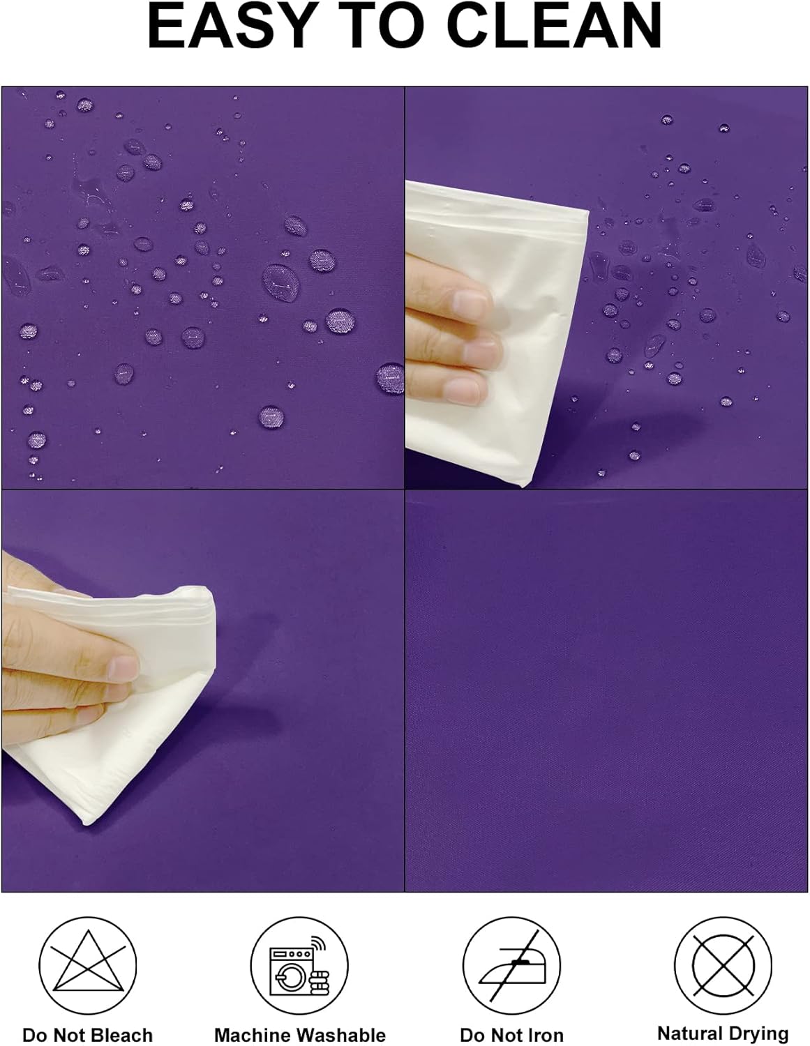 Fokitut 2 Pack Waterproof Rectangle Tablecloth, 90x156 Inch,Stain Resistant and Wrinkle Polyester Table Cloth, Fabric Table Cover for Kitchen Dining, Wedding, Party, Holiday Dinner-Purple