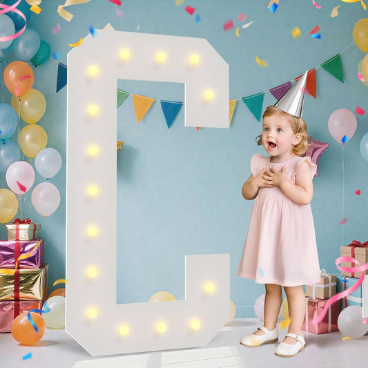 4FT Marquee Light Up Letters - Large Marquee Letters 4 Feet Tall for Birthday Party Decorations, Big Letter for Wedding Event Marry Me Baby Shower Bridal Shower, Letter C