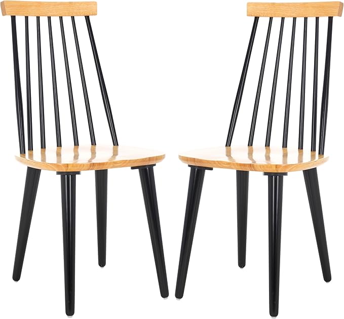 SAFAVIEH Home Collection Burris Natural/Black Windsor Spindle Solid Wood Side - Image 10